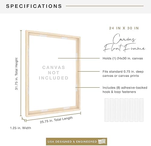 MCS Canvas Float Frame, 24x30, Natural Woodgrain