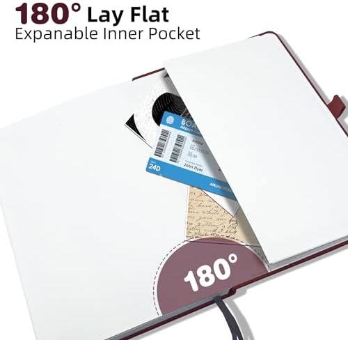 Blank Journal Notebook, A5, 192 Pages 100 GSM Thick Sketch Book for Women Men, Hardcover Leather Unlined Journaling for Work, Notebooks for Writing, 5.8 inches x 8.5 inches (Burgundy)
