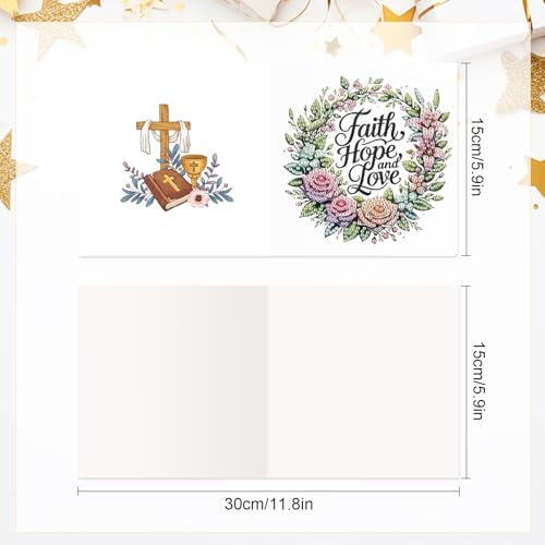 AiYuanzsh 6 Pack Diamond Art Greeting Cards with Envelopes, Religious Diamond Painting Cards Kit, DIY 5D Diamond Art Cards Set, Cross Bible Dove Designs for Christmas, Birthday, Holiday