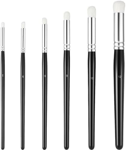 6 Piece Dry Brush Set for Miniature Painting, Professional Round Tip Art Brushes for Models Acrylic Oil, Various Sizes with Wood Handle for Detailing Blending and Texturing