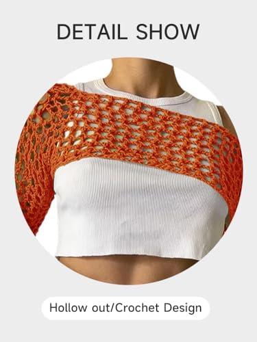 KEOMUD Women Crochet Tops Y2K Hollow Knit Bolero Shrug