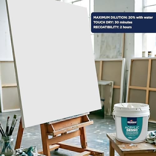 BLUEBIRD Heavy Gesso Primer for Acrylic Painting, Gesso Surface Prep Medium for Acrylic Paint and Oil Paint (White, 197.5 Oz)