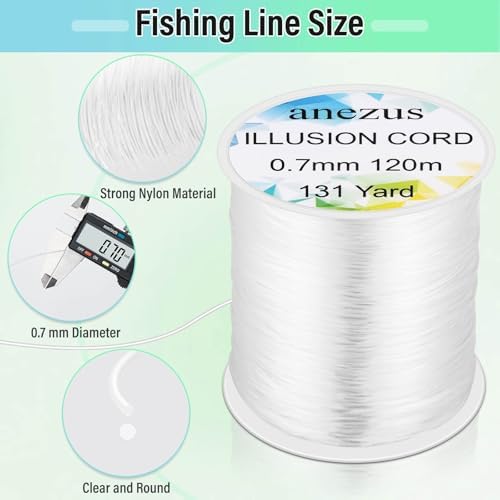 Anezus Fishing Wire for Hanging, Clear Fishing Line Invisible String Strong Monofilament Line for Hanging Decorations and Crafts
