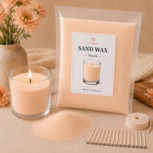 Sand Wax for Candle Making, 440g Refillable Candle Wax Sand, Peach