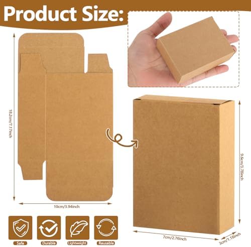 RYKOMO 100 Pack Kraft Soap Boxes Packaging for Homemade Soap, 3.8 x 2.8 x 1.2 Inch Small Soap Packaging Boxes Mini Soap Gift Box for Homemade Soaps Bakery Candy Cookies Packaging