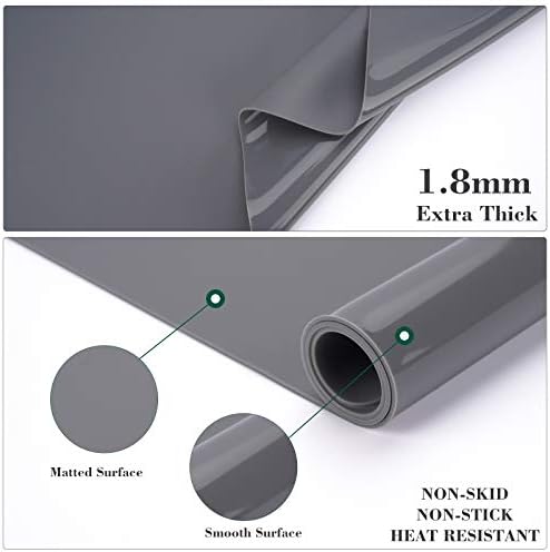 Gartful Silicone Mat Dark Gray 31.5" x 23.6" x 0.07", Large Crafts Sheet, Desk Work Pad, Countertop Protector, Heat Resistant Table Placemat, Resin Casting Molds, Nonstick