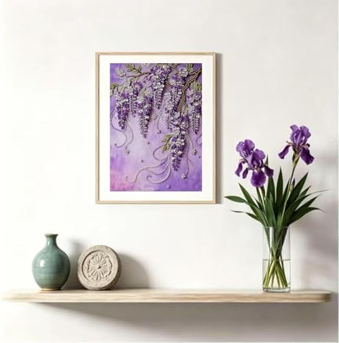 Violet Special Shape Pearl Painting Kits for Adults,5D Diamond Art Pearl Painting Kits for Beginner，DIY Pearl Diamond Dots Gem Art Craft for Home Decor 12 x 16 inch