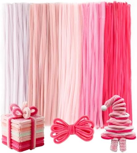 Caydo 200 Pieces Assorted Pink Pipe Cleaners for Crafts