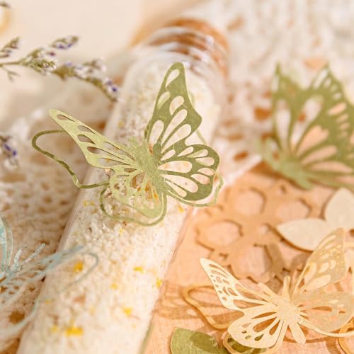 300PCS Vintage Scrapbook Paper Textured Journaling Scrapbooking Supplies Kit Hollow Out Decorative Craft Paper Assorted for Bullet Junk Journals Card Making Craft DIY, Encounter Garden