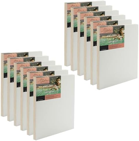 Da Vinci Pro Ultra Smooth Wood Canvas Gesso Board - 3/4" Deep, 3x3 Pack of 12 Single White Acrylic Polymer Gesso Panels for Painting Fine Portraits and Ultra Fine Detail Illustrations and Artwork