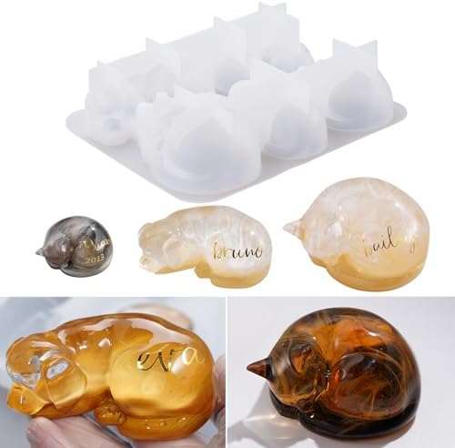 LET'S RESIN Pet Memorial Statue Resin Molds,3D Animal Epoxy Resin Molds for Preserving Pet Hairs & Ashes, Sleeping Dog and Cat Figurine Silicone Molds,Great for DIY Resin Pet Keepsakes, Pet Loss Gifts