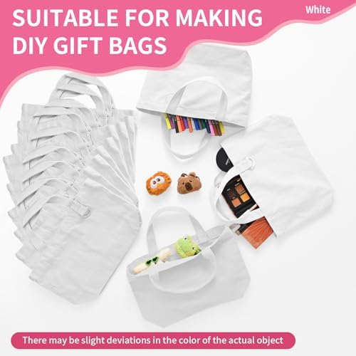 1 | 12 | 24 Pack Small Canvas Tote Bags, Mini Tote Bags Bulk for Women, DIY Blank Reusable Cute Sublimation Tote Bag
