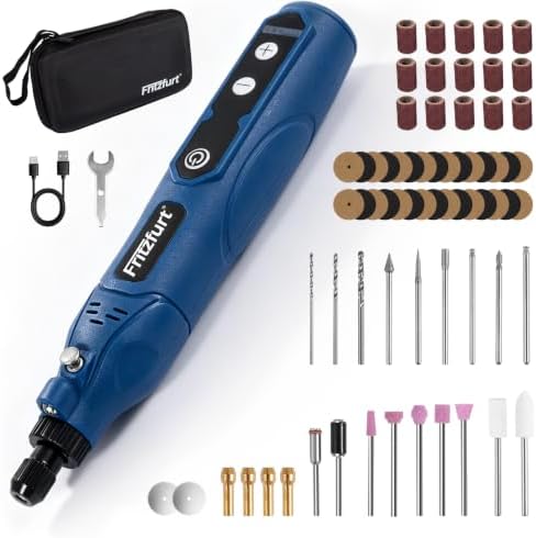 Cordless Rotary Tool Kit, 5-Speed USB Charging Rotary Tool with light & 72 Accessories, 3.7V 2000mAh Rechargeable, for Sanding, Polishing, Drilling, Etching, Engraving, DIY Crafts