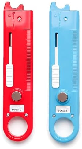 Quick Automatic Needle Threader for Sewing Machine, 4 in 1 Multitool with Built-in Ruler and Magnifier, Magnetic Seam Guide, Quilting Sewing Tools (Red + Blue)