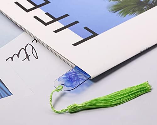 Blank Clear Acrylic Bookmarks Penta Angel 20Pcs Plastic Craft Transparent Acrylic Book Page Marks with 20Pcs Small Book Page Marks Tassels for DIY Projects and Graduation Gift Tag (Oval)