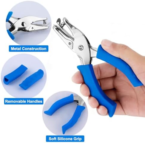 Single Hole Punch 2 Pack, 1/4" and 1/8" Hole Punch with Soft Grip Blue
