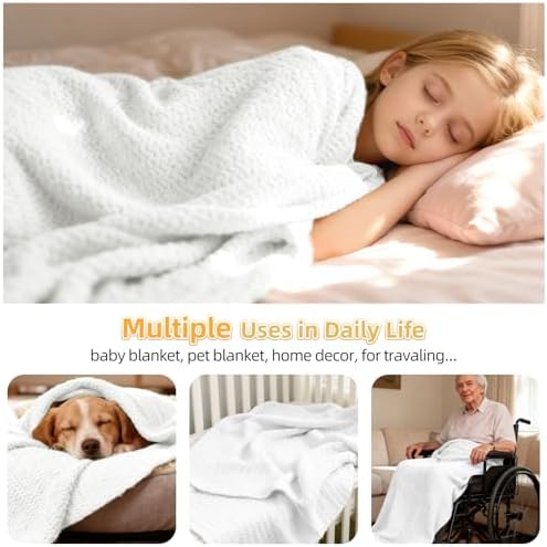 Aeelike Crochet Blanket Kit for Beginners, Easy Soft Crochet Kit, White