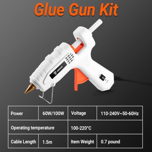 Hot Glue Gun Full Size: DEKOPRO 60/100Watt Dual Temp Hot Glue Gun Kit with 25 Glue Sticks, Organize Storage Case, Heavy Duty Heat Glue Gun Tool Set for Home Repair, Art & Crafts, DIY White