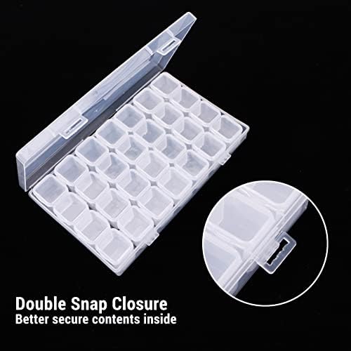 Gem Organizer, Segbeauty Clear Bead Container 28 Compartments with Secure Lids, Removable Tiny Jewelry Storage Box, Transparent Jewelry Organizer for Seeds Craft Making Accessories