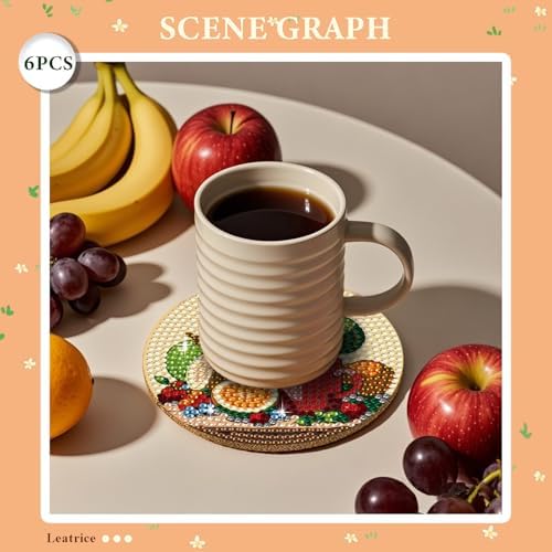 Leatrice 6 Pcs Diamond Art Coasters Small Diamond Painting Kits for Adults