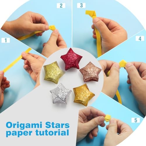 FoDau770 Glitter Star Paper Strips - 520 Sheet, Yellow Series