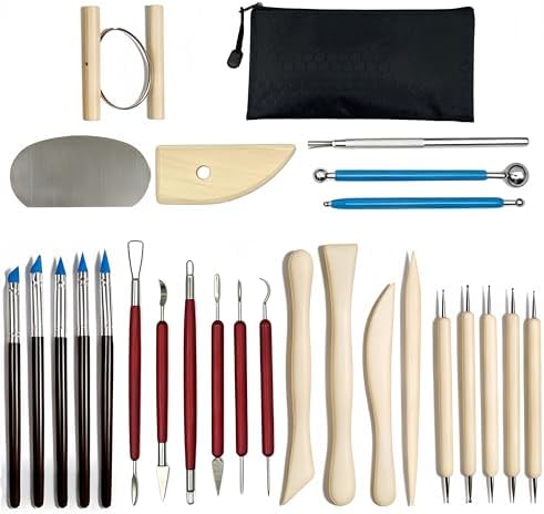 DaChihSheng 27 Pcs Clay Tools Kit Pottery Tools Polymer Clay Sculpting Tools Kit for Carving Air Dry Clay Tools Set for Adults Clay Sculpting Tools Ceramic Tools Graving Tools use for DIY Handicraft