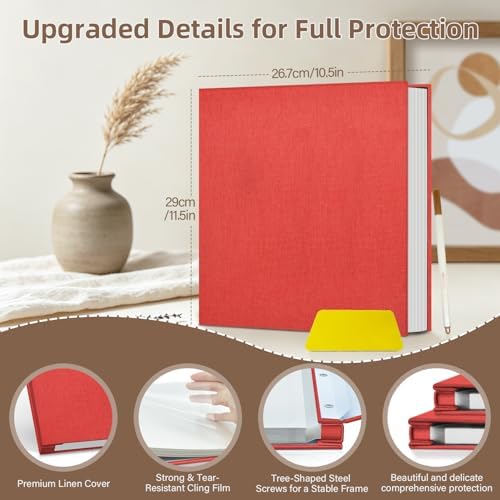 Popotop Photo Album Self Adhesive Scrapbook Album for 4x6 5x7 8x10 Pictures DIY Photo Book as Scrapbooking Supplies Kits, Birthday Gifts for Women Mom Wedding Baby Family Travel