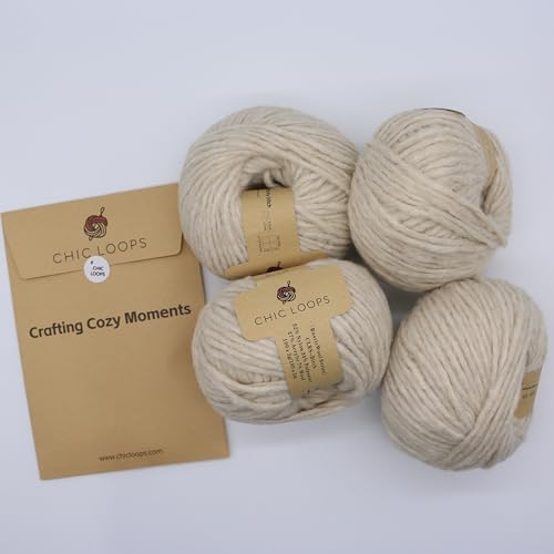 Chic Loops Knitting Kit for Beginners, Knitted Sweater Beginner Crochet Kit for Adults, Crochet Women's Round Neck Sleeveless Pullover Vest with Instruction(Birch,SA)