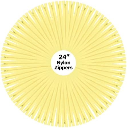 Mandala Crafts 60 PCs Butter Yellow Closed-End 24" Nylon Zippers for Sewing