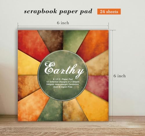 Color Art Scrapbook Paper Pad - 24 Sheets 6x6 in Retro Decorative Cardstock Supplies Decoupage Folded Designed Material Cardmaking Gift Wrapping DIY Planners Junk Journal Photo Album
