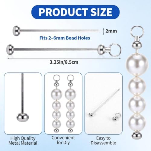 50Pcs Beadable Keychain Bar, Metal Blanks Beaded Key Chain Making Kit