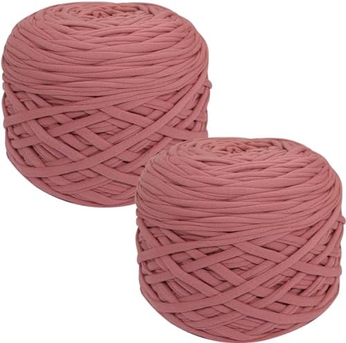 800g T-Shirt Yarn, 260 Yards Elastic Fabric Crochet DIY Beige Pink