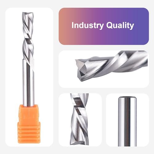 SpeTool Spiral Router Bits Down Cut 1/4 inch Cutting Diameter, 1/4 inch Shank Solid Carbide CNC Bits End Mill for Wood Cut Carving Engraver