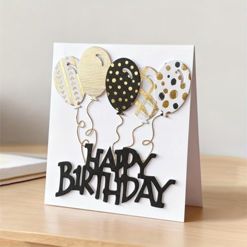 Cutting Dies Metal Stencils Scrapbooking Tools DIY Embossing Template for Paper Card Making Album Arts Crafts Supplies (Happy Birthday Balloon-10.1x7.6cm)