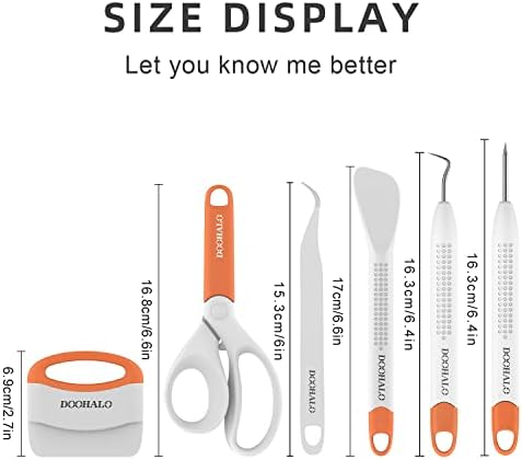 DOOHALO Vinyl Weeding Scrapbooking Tools Compatible with Cricut Tools Crafting Basic Accessories Set Kit for Silhouette Weeding Scraper Spatula Tweezers Scissors Basic Tools Bundle for Sewing