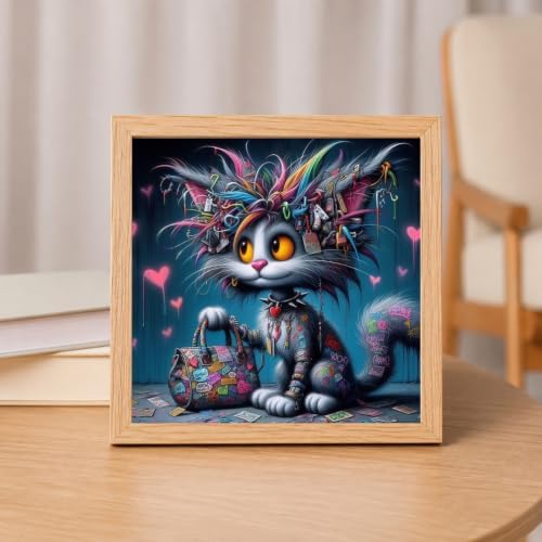 DOTSTART Colorful Cat Diamond Art Kits for Adults, Full Drill Gem Painting