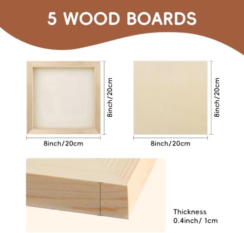 5 Pack Wood Canvas Boards for Painting, Unfinished Birch Cradle Boards