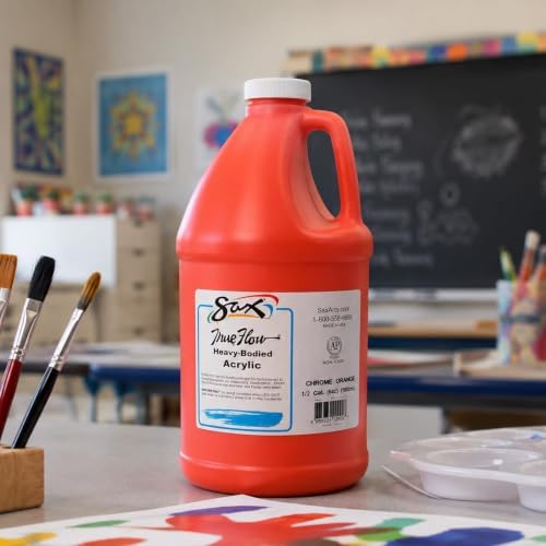 Sax True Flow Heavy Body Acrylic Paint, 1/2 Gallon, Chrome Orange - 439286, 64 Fl Oz (Pack of 1)
