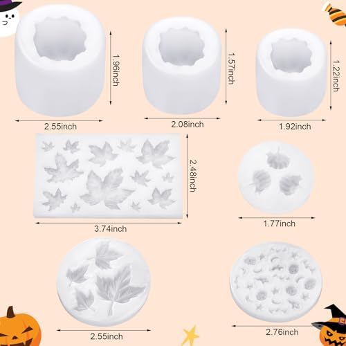 Janinka 108 Pcs Fall 3D Pumpkin Silicone Candle Molds Gift Set DIY Craft Resin Pumpkin Molds Making Kit with Maple for Autumn Craft Making Fondant Soap Candy Clay Tools Home Decor