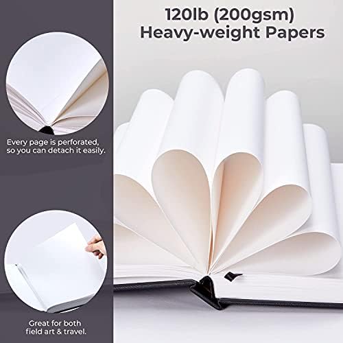 Ohuhu 8.3"x8.3" Mix Media Pad Art Sketchbook 78 Sheets for Painting Drawing | Square Sketch Book - 120 LB/200 GSM Heavyweight Paper -Hardcover Mixed Media Sketch Pad for Watercolor Acrylic Christmas Gift
