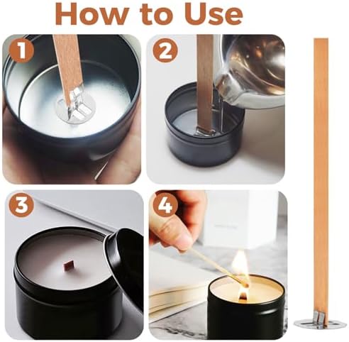 150Pcs Wooden Candle Wicks Kit, 100 Cotton and 50 Cherry Wood Wicks, DIY Candle Making Kit for Soy and Beeswax, Include Complete Tools (Wick Holders, Wick Clips, Wick Stickers)
