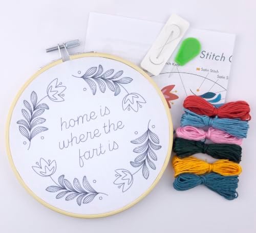 FUNATIC Home is Where The Fart is Funny Embroidery Kit for Adults