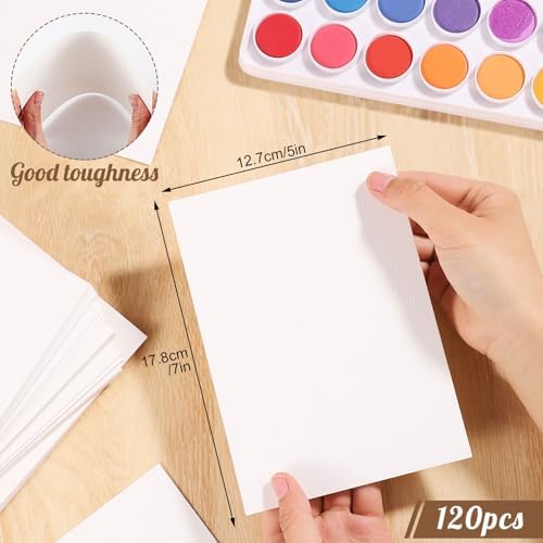 Prudiut Watercolor Paper, 120 Sheets, 5 x 7 in, 140 lb, Cold Press