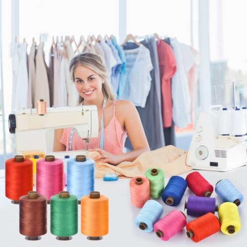 24 Pcs Sewing Thread Kit, 1000 Yards Each Spool 402 Polyester Thread with Sewing Needle & Threader, Sewing Threads for Sewing Machine, Hand Stitching, Embroidery