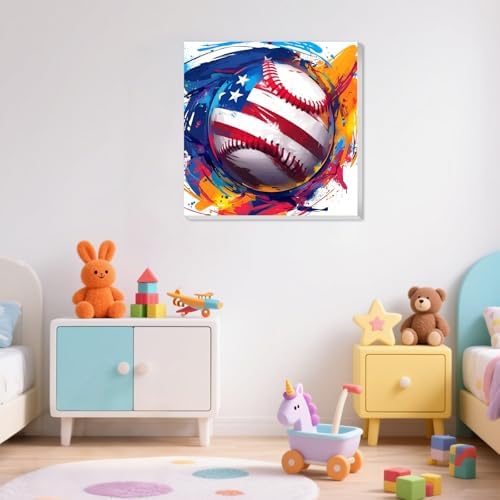 XTCIXAL Paint by Numbers Kit for Kids with Frame, Baseball, 8X8 inch