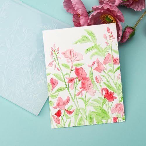 BAOFALI 3D Embossing Folder for Card Making, Flowers Petals Stems and Leaves Plastic Texture Fades Embossing Folder Template for Scrapbooking Cardstock Album DIY Decoration Paper Crafting 5.9x5.9inch