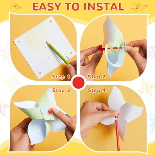 Simgoing 800 Pcs DIY Pinwheels for Kids Party Favor Paper Summer Craft Kits Bulk White Pinwheels for School Art Group Activities Scare Birds Garden Party Supplies 250th Anniversary July 4 (5.12 Inch)