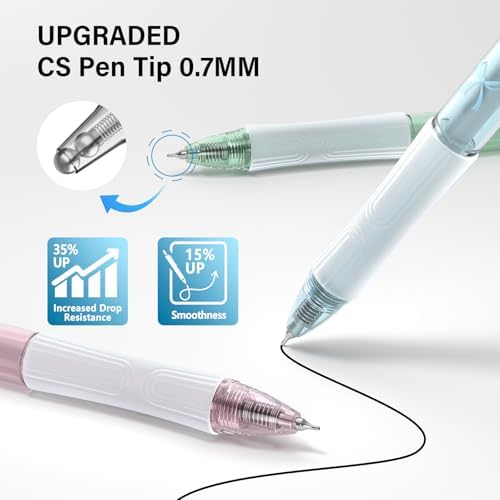 8 Pack Retractable Gel Pens, Black Ink Quick-Drying No Smudge