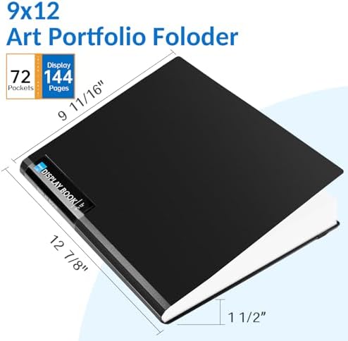 Sooez Art Portfolio 9"x12", 72 Pockets Large Portfolio Folder Display