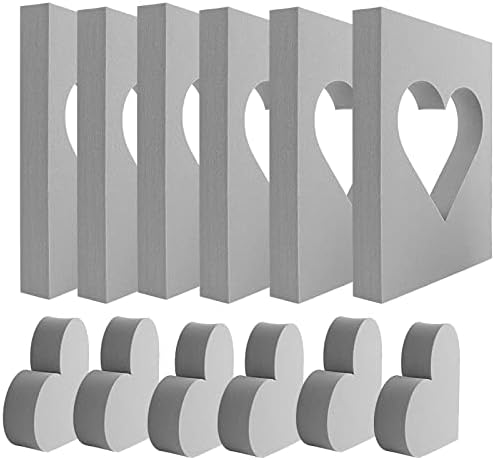 BAOFALI 6 Pcs Heart Cut Stamping Foam Grey Moldable Foam Stamps Plastic Dry Foam Stamp Pad Cut and Dry Foam Stamping Foam Block for Sculpture, Modeling, DIY Arts and Handicrafts Projects